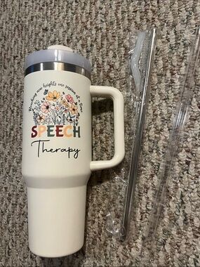 Speech Therapy Floral Insulated Travel Mug - NEW!